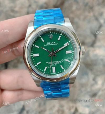 Rolex Oyster Perpetual 41mm Watch Stainless Steel President Band Green Dial